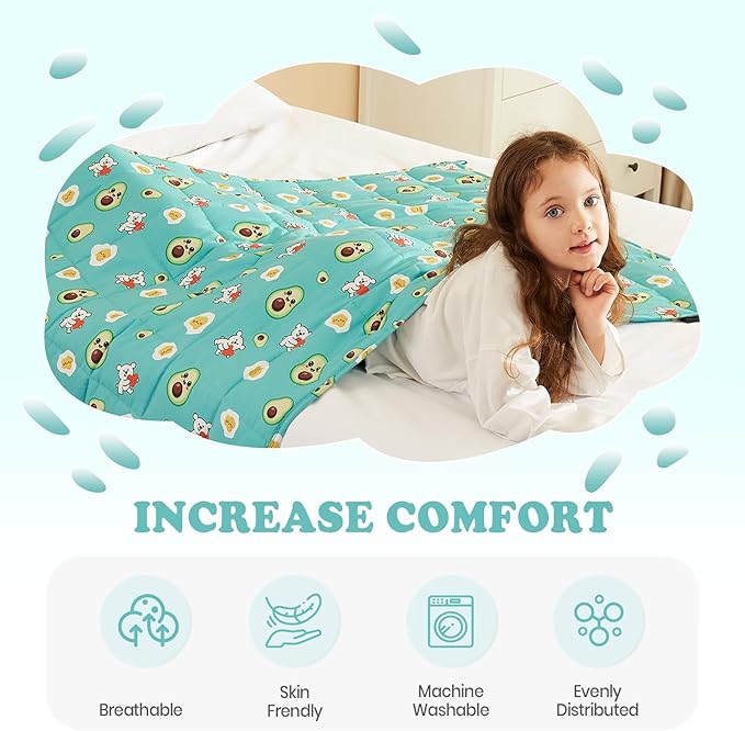 HOSUKKO Weighted Blanket - 10 lbs Green Avocado Heavy Blanket - Breathable Blanket(41 * 60 inches, 10 lbs)