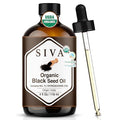 SIVA Black Seed Oil Organic - 4 Fl Oz – 100% Natural Cold Pressed Black Seed Oil - for Face, Skin Care, Hair Care, Scalp Massage & Body Massage – Carrier Oil with Dropper