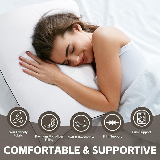 HIMOON Bed Pillows for Sleeping 4 Pack,Standard Size Cooling Pillows Set of 4,Top-end Microfiber Cover for Side Stomach Back Sleepers