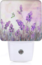 Lavander Flower Butterfly Night Light, Night Light Plug into Wall with Dusk to Dawn Sensor, LED Lamp Energy Saving Lights for Men Women Boys Girls,Lamp for Bedroom Bathroom Hallway