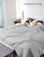 YnM Exclusive 50 lbs Weighted Blanket, Extra Heavy Cotton Bed Blanket for Two Persons, Ideal for Queen or King Bed (88x104 Inches, 50 Pounds, Light Grey)