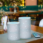 Childish Star and Moon Grey Peach Decorative Flickering Candles with Remote Electronic Lights Mystique with Timer for Party Valentine Battery Operated