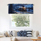 Majestic Night Train in Snowy Mountains Curtain Valance Peach Skin Velvet Printed Window Valance with Rod Pocket Light Filtering for Kitchen Bathroom 54x18in