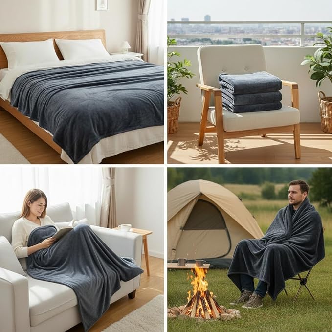 Fleece Blanket Full/Queen - 80x90 Inch Lightweight & Buttery-Soft Throw for Bed, Sofa, Camping | 300GSM Cloud-Touch Microfiber | Cozy Essentials for Travel & Movie Nights, (Alloy)