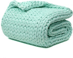 YnM Cooling Weighted Blanket, Handmade Chunky Yarn Knitted Design, Temperature Regulating and Breathable, Machine Washable Throw for Sleep or Home Decor (Menthe Green, 60x80 Inch, 20lbs)