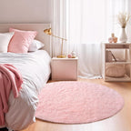 Blivonta Pink Round Rug for Bedroom, 4Ft Fluffy Circle Area Rugs for Living Room, Shag Fuzzy Carpet for Kids Room, Nursery, Dorm, Classroom, Teen, Cute Baby Play Mat Home Decor Aesthetic