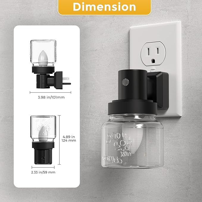 L LOHAS LED Night Lights Plug Into Wall, Mason Jar Nightlight, Dusk to Dawn Sensor, Soft White 3000K, 350°Rotating Mason Jar Nightlight with Farmhouse for Home Vintage Decor