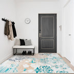 CRYPTOLITE Abstract Area Rug Washable Rug with Non-Slip Backing Low Pile Area Rugs for Living Room, Bedroom, Dining Room,4x6, Blue