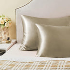 BEDELITE Satin Pillowcase with Zipper, Taupe Pillow Cases Queen Size Set of 2, Super Soft and Cooling Similar to Silk Pillow Cases, Gift for Women Men(20x30 Inches)