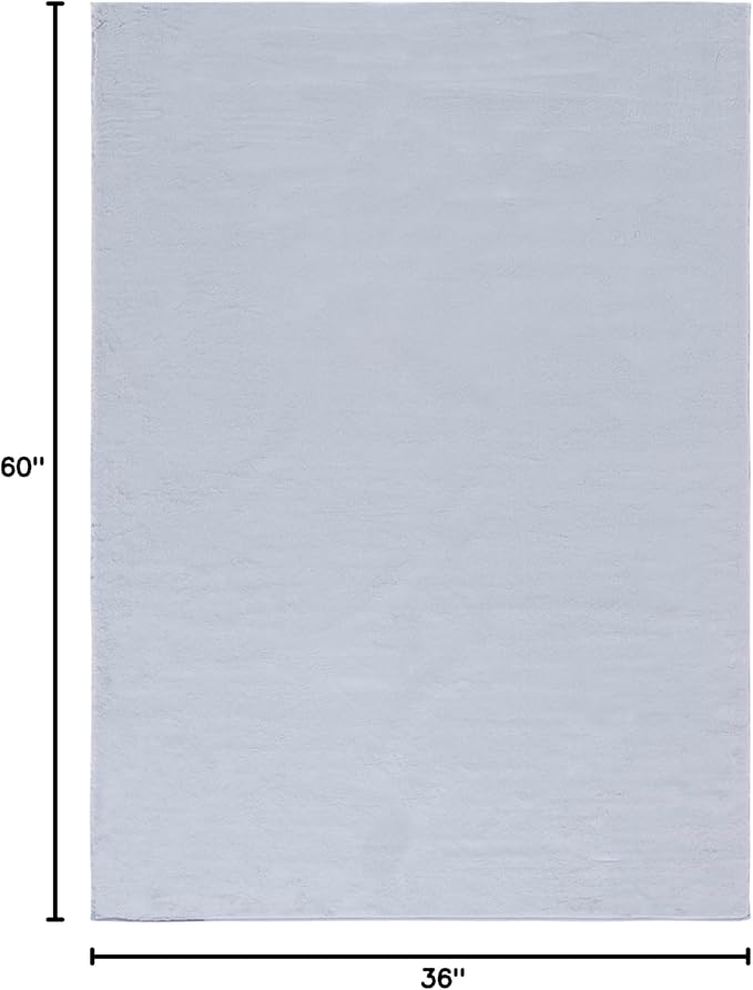 SAFAVIEH Washable Rug Faux Rabbit Fur Shag Collection - 3' x 5', Light Grey, Slip Resistant & Easy Cleaning, Ideal for Living Room, Bedroom, Nursery, Boys & Girls Kids Playroom, Dining Space (FRF976F)
