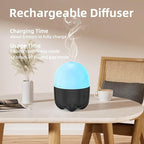 SEEDSEEL 150ML Cordless Essential Oil Diffuser, Rechargeable Battery Powered with 7-Hour Runtime,7-Color LED Lights Portable Aromatherapy Diffuser for Bathroom,Bedroom, Office, Outdoor