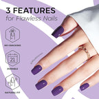 Modelones Midnight Purple Press on Nails, Short Square Fake Nails, Reusable Nail Kit with Nail Glue Adhesive Tabs Mini Nail File, Nails Press Ons 32Pcs16 Sizes, Women Girl Gift