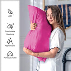 Silk Pillow Cases 2 Pack,Soft Breathable and Sliky Queen Size Pillow Cases Set of 2,Natural Mulberry Silk Pillowcase Set of 2 for Hair and Skin with Hidden Zipper (Hot Pink,20"X 30",2pcs)