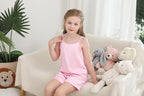 Weixinbuy Girls Pajamas Silk PJS Set Sleeveless Pajama Tank Elastic Waist Shorts Sleepwear Kids Summer Nightwear Clothes Set