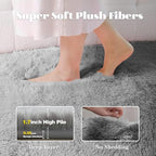 Dark Grey Rugs for Bedroom: 4x6 Fluffy Shag Soft Washable Rug Fuzzy Plush Indoor Carpet for Living Room Kids Girls Boys Room Nursery Dorm (Grey, 4'x6')
