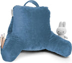 Clara Clark Reading Pillow for Kids & Teens with Shredded Memory Foam, Backrest Pillows for Reading, Watching, and Gaming, Use on Couch, Bed, Floor, Adjustable Support with Washable Cover Blue Heaven