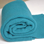 Cyan Blue Waffle Texture Throw Blanket for Couch,Soft Cozy Cable Knit Throw for Bed Sofa Chair Living Room,Lightweight Warm Maximalist Decor Christmas Blanket,50"x60" (cr-A01)