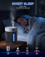 Humidifiers for Bedroom Large Room Baby, 4L Ultrasonic Cool Mist Humidifier, 304 Stainless Steel humidifiers, Auto Humidity Control, Humidity Display, Night Light, Quiet,Timer,Aromatherapy
