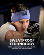 Perytong Sleep Headband Headphones, Sleeping Bluetooth 5.4 Headphones for Side Sleepers, Over-Ear Earphones with Ultra-Thin Stereo Speakers, Soft Sleep Mask Sports Headband for Men Women, Gadgets