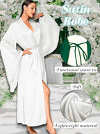 ChiaoLezhee Satin Long Robe For Women, Soft Lightweight Silk, Bride Wedding Night, Bridal Bathrobe Sexy Bathrobes Bridesmaid