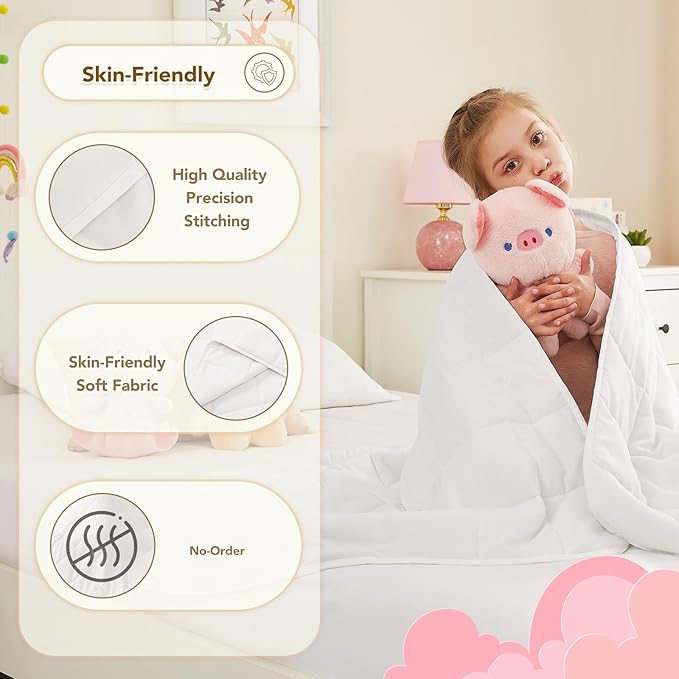 CuteKing Weighted Blanket - Weighted Blanket with Premium Glass Beads - Breathable Heavy Blanket for Comfortable Rest - Soft Thick Blanket All Season (3lbs, 36"x48", White)