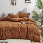 Cottonight Pumpkin Comforter Queen Rust Caramel Bedding Comforter Set Women Men Terracotta Blanket Quilts Soft Breathable Solid Burnt Orange Comforter Set Reddish Brown Bedding Set