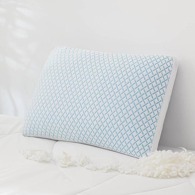 Alkyonos Shredded Memory Foam Cooling Soft Pillow Queen Size, Adjustable Hypoallergenic Hotel Quality Pillow for Back, Side and Stomach Sleeper, Viscose Derived from Bamboo, Oeko-TEX Certified