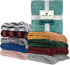 Pavilia Blue Throw Blanket, Twin Size, Chenille, Knit Woven with Tassel, Decorative Textured, 60x80