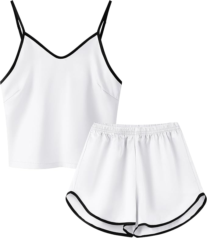 Girls & Women Silk Pajamas Set Satin Camisole Sleepwear 2 Piece Pjs, 3 Years - Women XXL