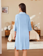 Ekouaer Women Zipper Robe Lightweight House Coat Zipper Front Short Bathrobes Soft Nightgown with Pockets S-3XL
