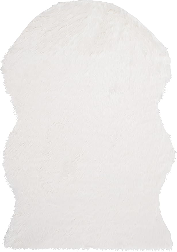 SAFAVIEH Faux Sheep Skin Collection 5' x 8' Ivory FSS115A Silken Glam 2.35-inch Thick Area Rug