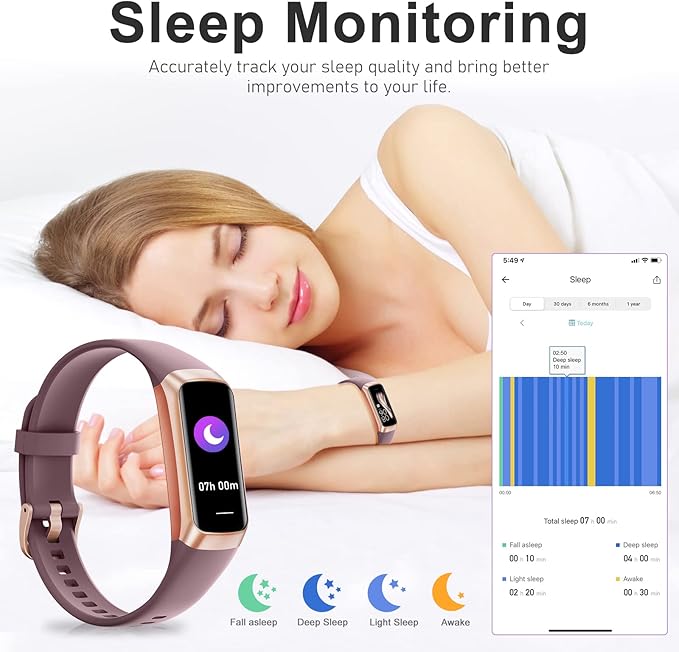 Fitness Tracker with 24/7 Heart Rate, Blood Oxygen Blood Pressure Sleep Monitor, Activity Trackers 5 ATM Waterproof,Step Calorie Counter Pedometer Health Smart Watch for Women Men
