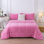 COTTEBED Softness Comforter Set KING Size Bed, Jersey Knit T-Shirt Feel Ultra-Soft Breathable Comy Cozy Lightweight Bedding Down Blanket Pillowsham Women Girl All Season, California/Cal King Rose Pink