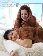 YnM Chunky Throw Blanket, Medium-Weight, Hand Knitted, Skin Friendly, Ventilated and Breathable, Machine Washable, Home Décor Piece for Couch, Sofa and Bed (Brown, 40x50 Inch)