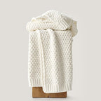 EVERGRACEHOME Chunky Chenille Knit Throw Blanket for Couch, Soft Luxurious Moss Stitch Blankets for Bed, Cozy Decorative Farmhouse Knitted Throws for Sofa, Bright White, 50" x 60"