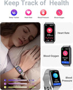 Amzhero Health Fitness Tracker with 24/7 Heart Rate, Blood Oxygen, Blood Pressure, Sleep Tracker, 5ATM Waterproof Activity Trackers with Step Tracker, Pedometer (S & L Bands Included)