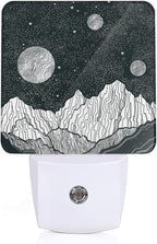 Night Sky Mountains Night Light, Moon Night Light Plug into Wall with Dusk to Dawn Sensor, LED Lamp Energy Saving Lights for Men Women Boys Girls,Lamp for Bedroom Bathroom Hallway