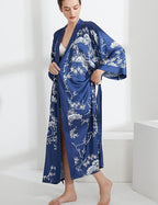 Aensso Long Soft Lightweight Silky Kimonos Robes for Women, Luxury Japanese Floral Womens Kimono Robe