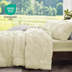 BEDELITE Beige King Size Comforter Set - 3 Pieces Boho Pintuck Bedding Comforter Sets, Lightweight Soft & Warm King Bedding Set with 2 Pillowcases for All Season