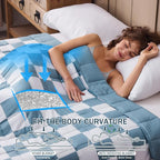 Blue Checkered Weighted Blanket for Adults 20lbs, 60"x80" Queen Size, Cooling Heavy Blanket for 130-220lbs with Premium Glass Beads, Soft Thick Big Blankets for All-Season Sleeping Comfort Breathable