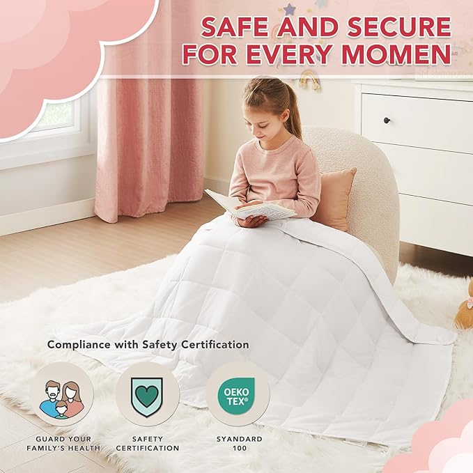 CuteKing Weighted Blanket - Weighted Blanket with Premium Glass Beads - Breathable Heavy Blanket for Comfort Sleep - Thick Blanket All Season (10lbs, 48"x72", White)