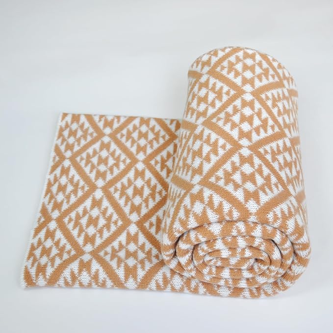 Nordic Style Orange Throw Blanket for Couch,Soft Cozy Cable Knit Throw for Bed Sofa Chair Living Room,Lightweight Warm Maximalist Decor Christmas Blanket,50"x60" (cr-D02)