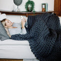 Nuzzie Original Knit Weighted Blanket - Breathable, Cooling, Hand Made Knit Throw Blanket for Sleep - Machine Washable, Stylish Design (Charcoal, Full | 16lbs | 48"x72")