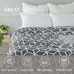 Elegant Comfort Luxury Velvety Feel Blanket, All-Season Lightweight Blanket, Ultra Plush, Soft, Cozy-Fuzzy Flannel Fleece for Couch, Sofa, Bed, Travel, Cube Design, Full/Queen, Gray