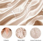 Lovasy Women's Satin Robes Silky Short Robe Lightweight Sleepwear Bride Bridesmaids Bathrobes Dressing Gowns Loungewear S-XXL