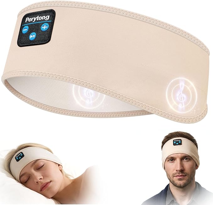 Sleep Headphones Bluetooth 5.4 Headband, Wireless Sleep Headphones with Ultra-Thin Stereo Speakers for Side Sleepers, Sports Headband Music Earphones Eye Mask for Nap Jogging Running Workout Air