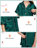 EPLAZA Kids Satin Pajamas Sets Girls Boys Button-Down Silky Pajamas Sleepwear with Hairband Eye Mask Hair Tie