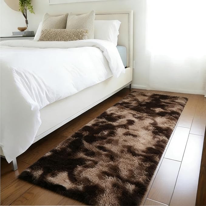 Ultra Soft Fluffy Shaggy Runner Rug 2x4, Modern Plush Indoor Carpet for Hallway Entryway Bedroom Living Room Kitchen, Upgraded Non-Slip Fuzzy Rug