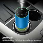 Waterless Essential Oil Diffuser, 7 Colors LED Light, Battery Powered Mini Scent Air Machine, Aromatherapy Mist Diffuser for Home Room Car Office，Black Aluminum Alloy (Dark Green)