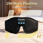 Sleep Mask with Bluetooth Headphones, 100% Light Blocking Sleep Headphones for Side Sleepers Men Women, Eye Mask with Thin Stereo Speakers, Soft Eye Cover for Travel Gift